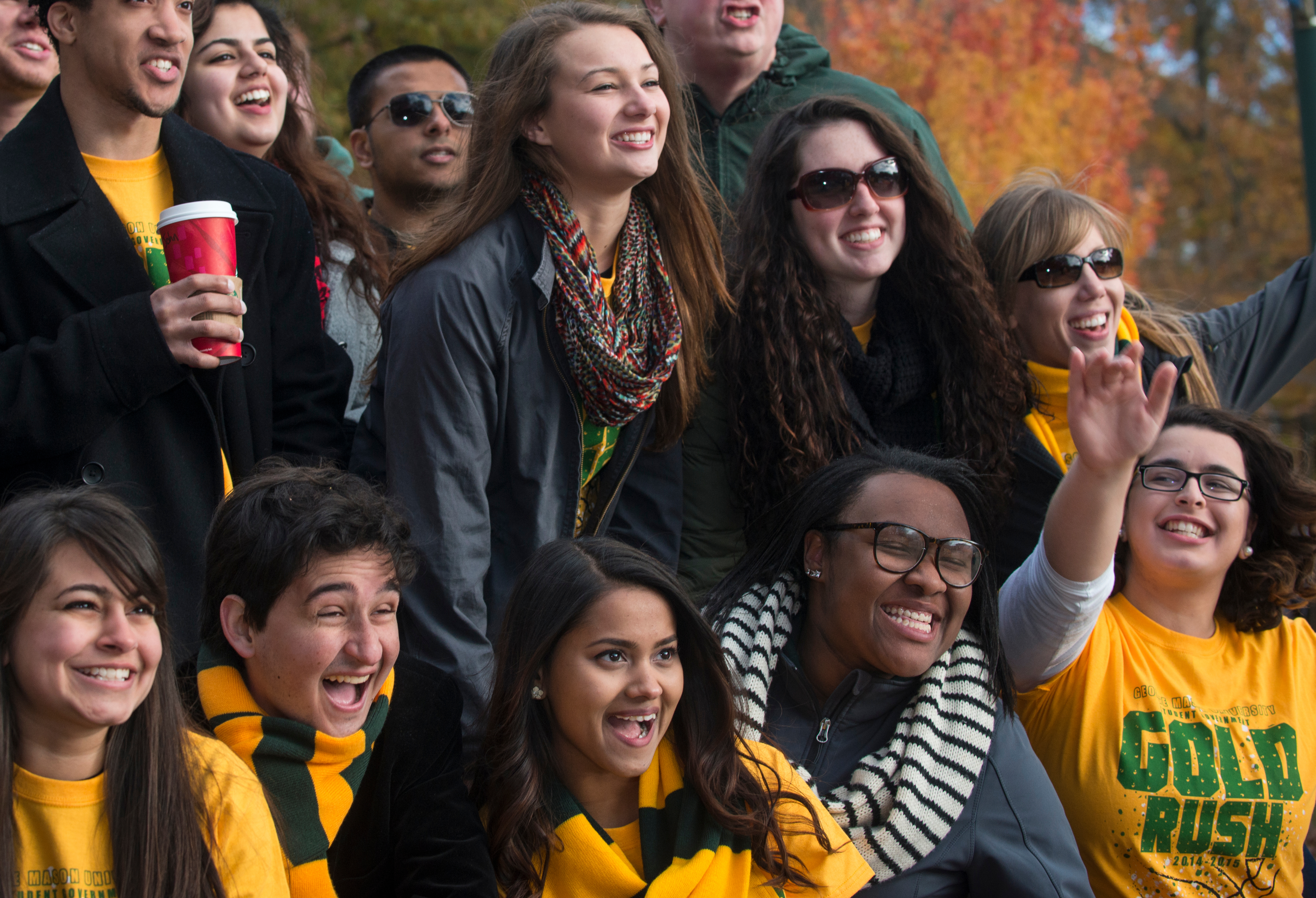 Students celebrate the start of basketball season attending Gold Rush. Photo by Evan Cantwell/George Mason University